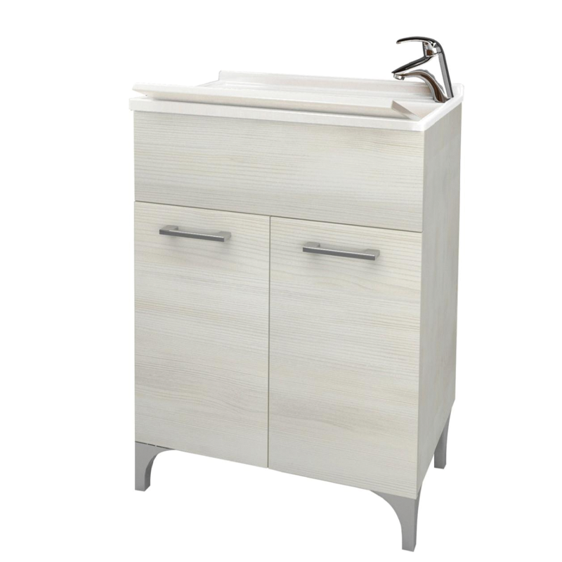 Lavabo avec 2 portes mesurant 60x50 cm, coloris chêne blanc