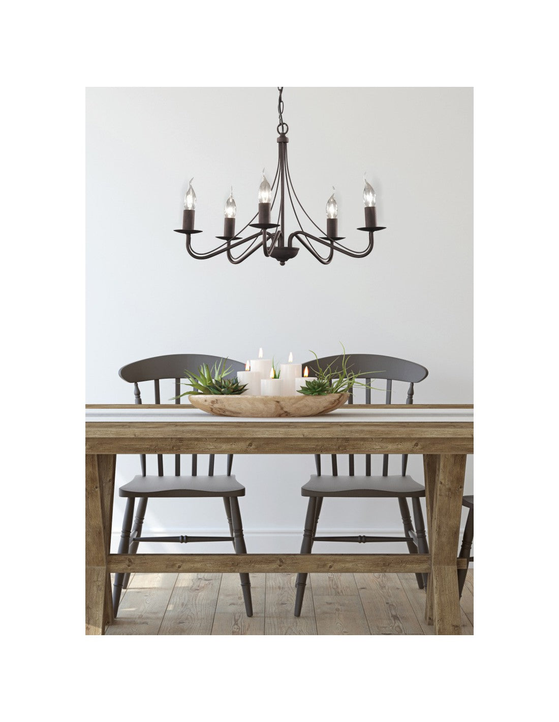 Lustre Rustique Campagne Rouille 5xE14 Ø55 cm Trio Lighting