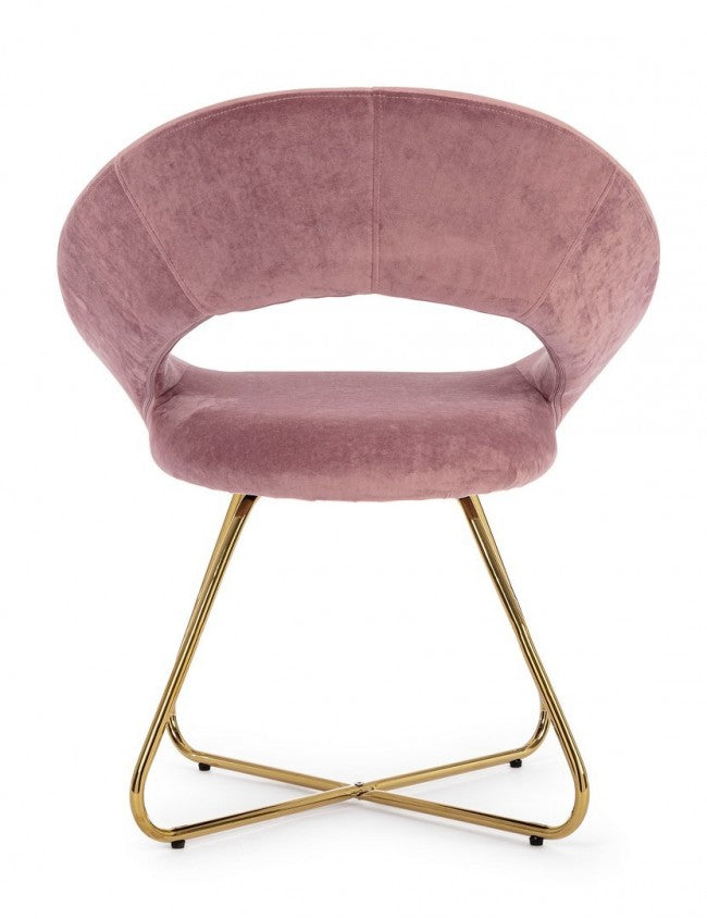2x Fauteuil Vanity Gold en velours rose