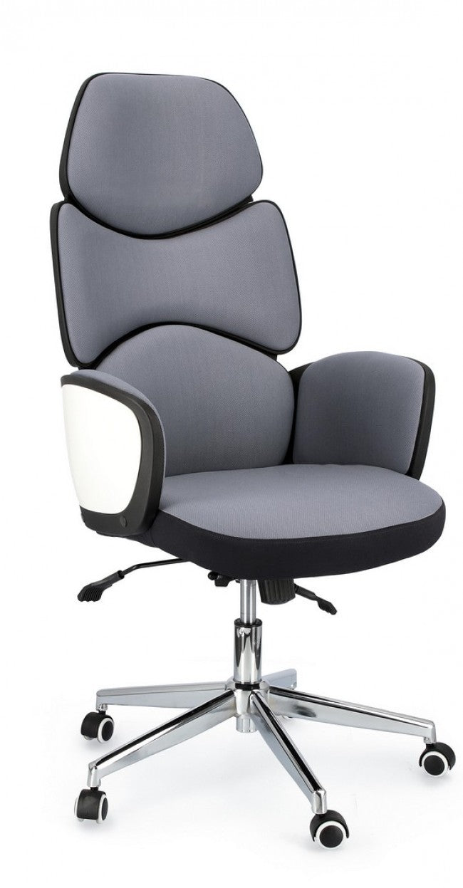 Fauteuil de bureau avec accoudoirs en tissu Gris Foncé ARMSTRONG 64x69 x h118,5-128 cm