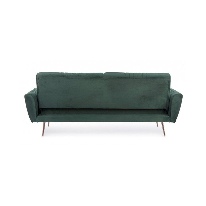 Canapé lit trois places en velours Vert Foncé JOHNNY 210x83x h85 cm