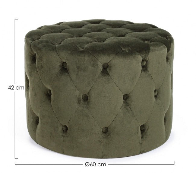 Pouf vintage en velours vert 60 x 42 h cm