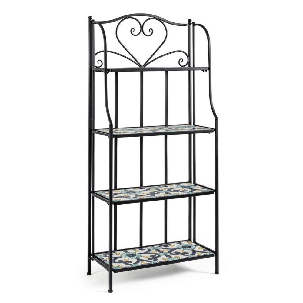 Bibliothèque pliante Positano 4 étagères en métal de style campagnard 57x28x133h cm