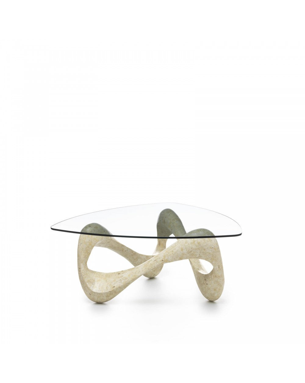 Table basse beige transparent 100 cm x 100 cm H. 42,5 cm