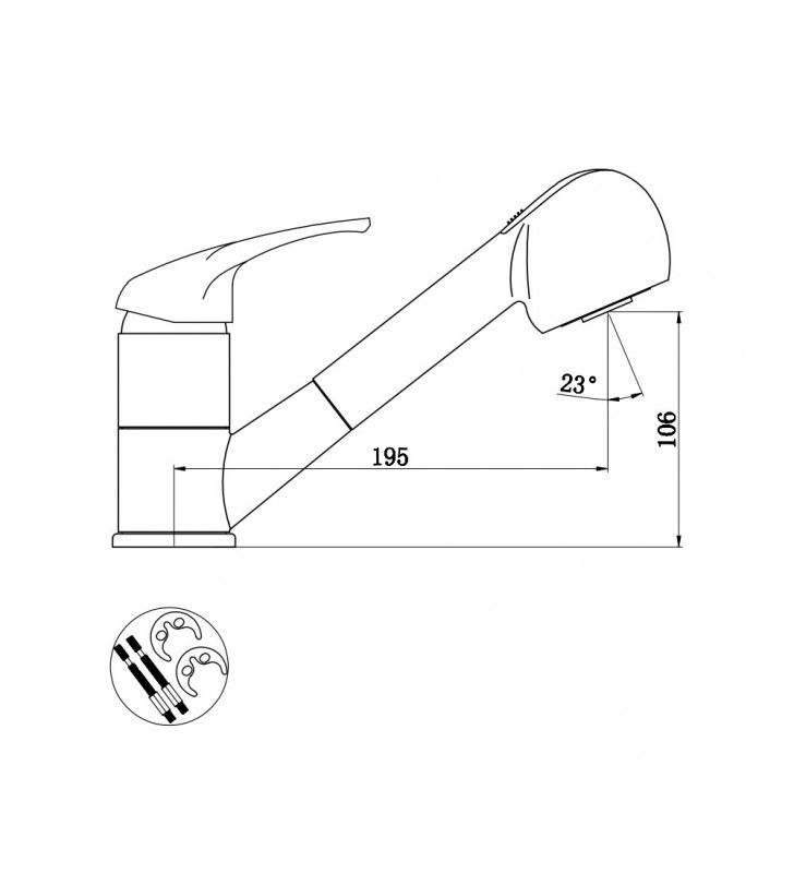Robinet pour lavabo monotrou avec douche extractible
