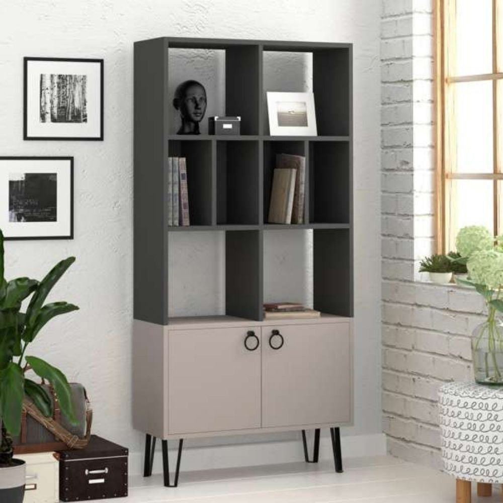 Bibliothèque Bene avec portes gris tourterelle anthracite