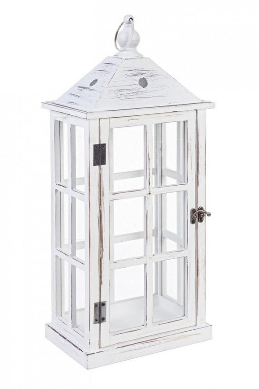 4x Lanterne Bois Blanc 55H