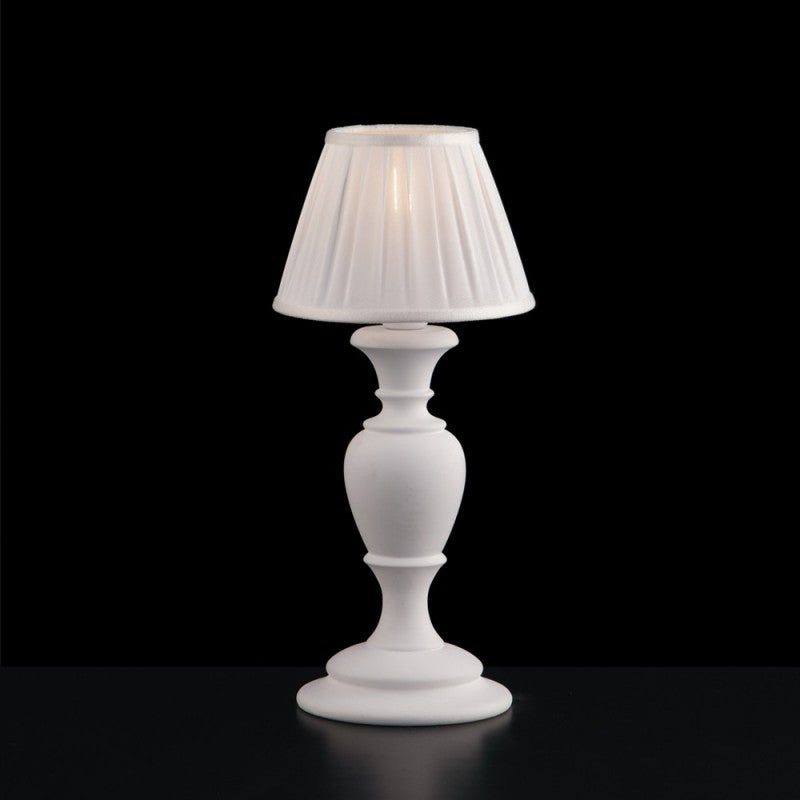 Lampe de chevet Shabby blanche en bois et pâte de bois 36 cm