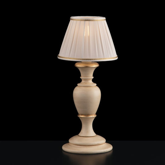 Lampe en bois et pâte à papier, ivoire et feuille d'or, 1 lumière, 36 cm