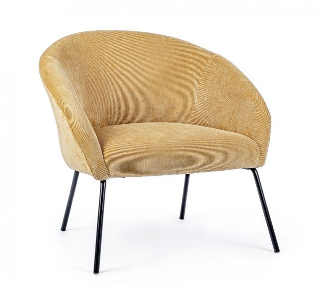 Fauteuil en velours jaune de style design