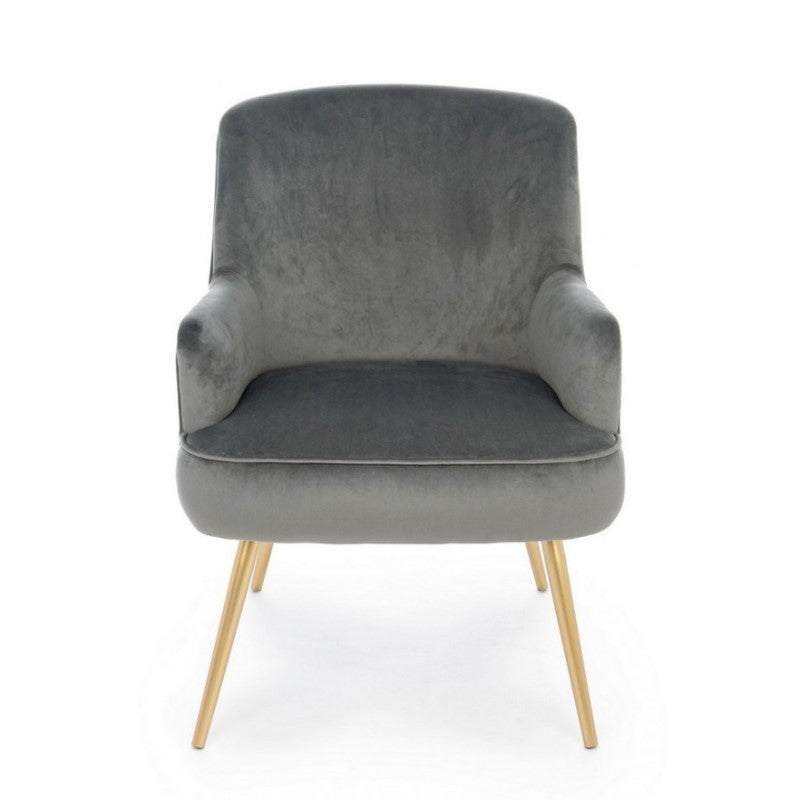 Fauteuil Clélia gris effet velours doré