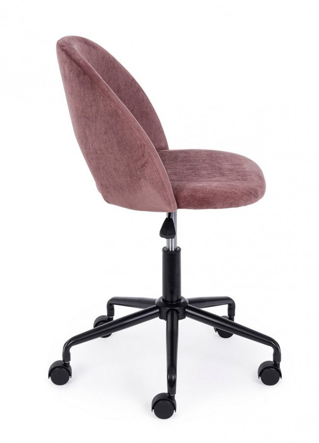 Chaise de bureau Linzey en velours rose