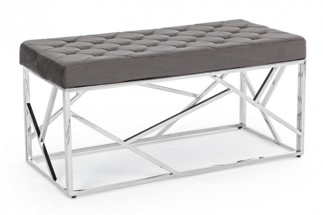 Banquette Rayan en velours gris 97x44 cm