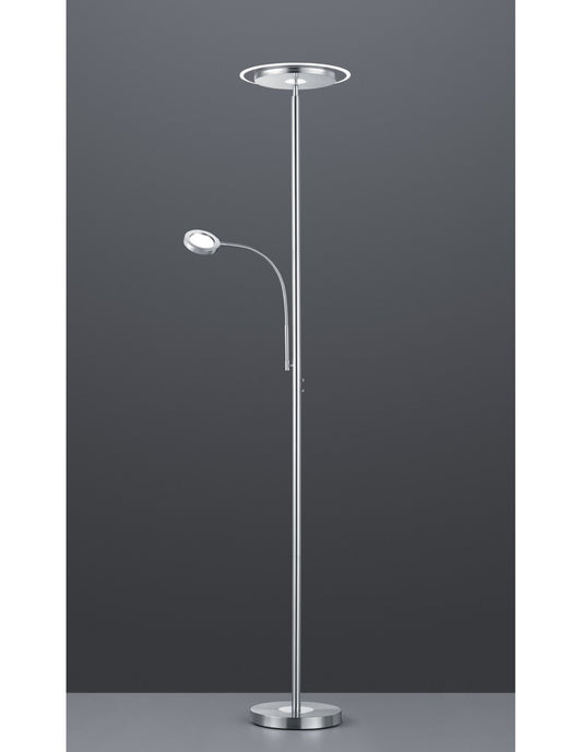 Lampadaire LED avec spot de lecture dimmable Ackbar Nichel Trio Lighting