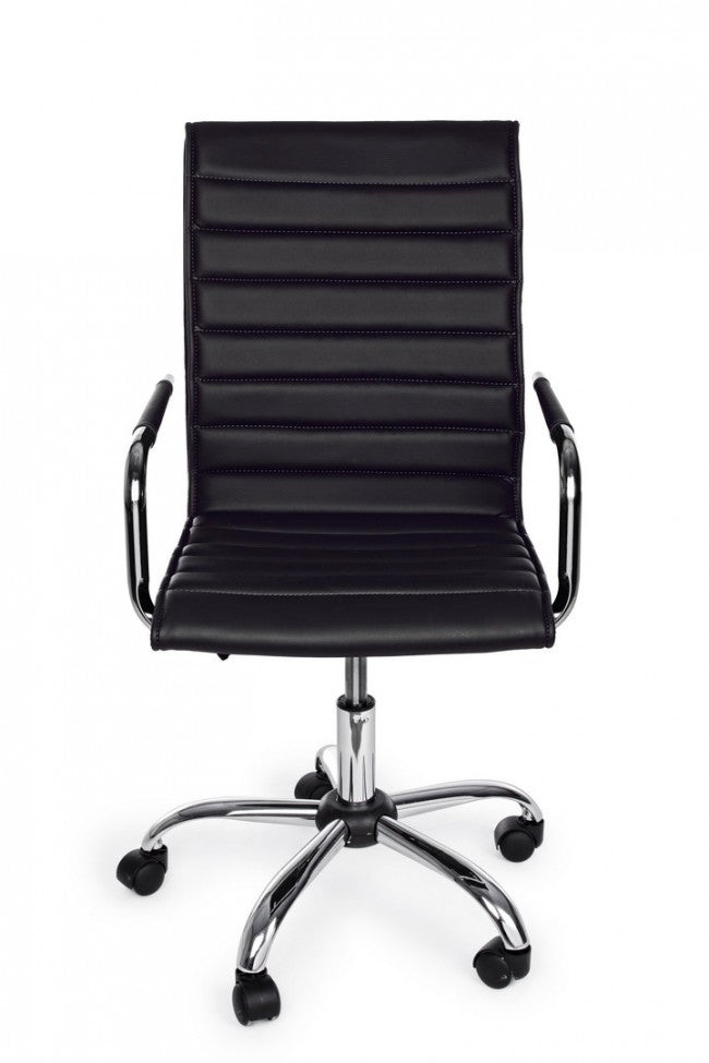 Fauteuil de bureau PERTH noir, réglable en hauteur avec accoudoirs et roulettes en simili cuir