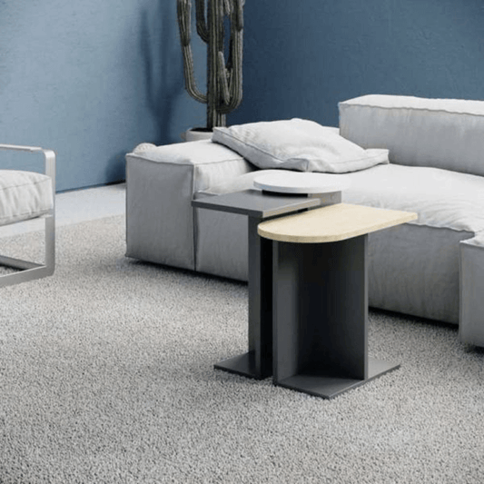 Table basse Tris Mund chêne anthracite et blanc
