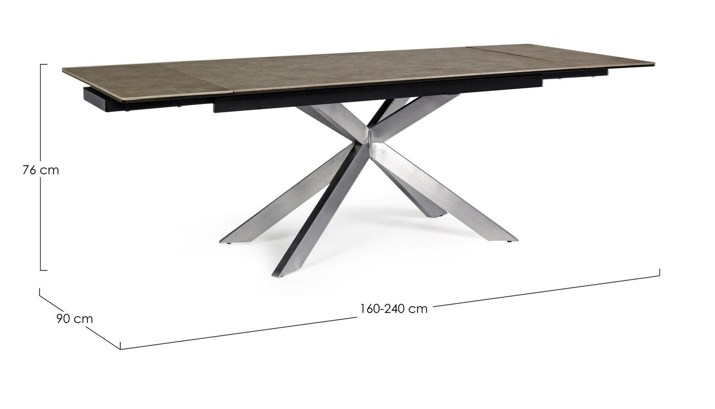 Table extensible en acier céramique Arzachel 160-240 x 90 cm