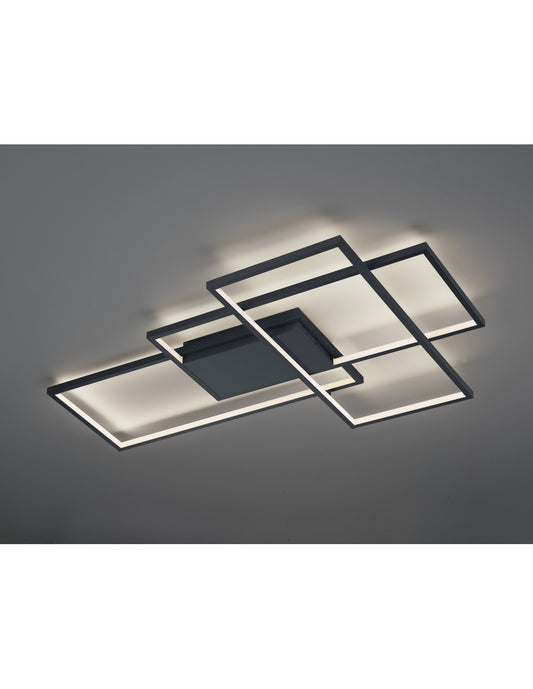 Plafonnier Led Thiago 3 Rectangles L114 cm Anthracite Trio Lighting