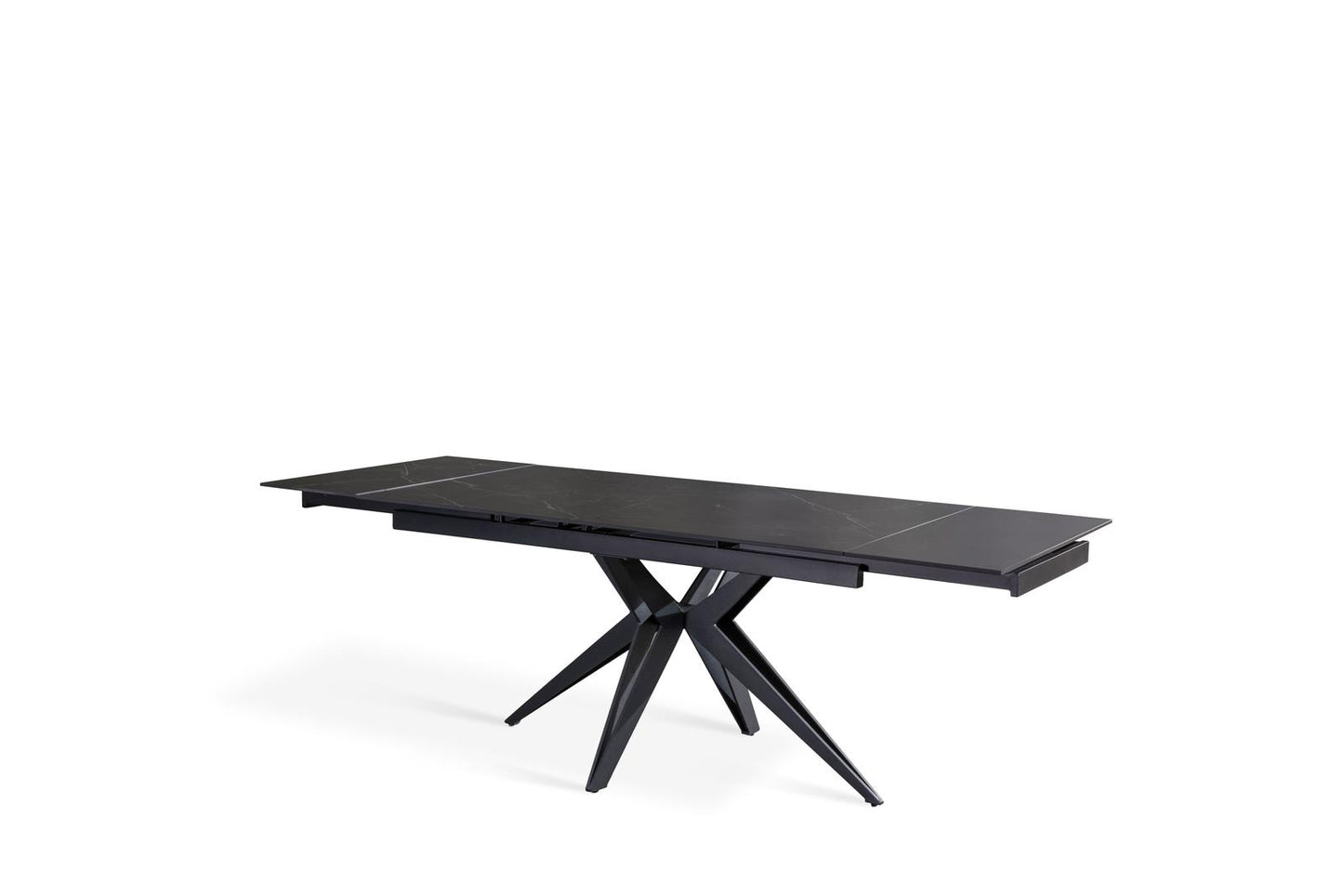 Table extensible noir mat 90 cm x 160-240 cm H. 76 cm