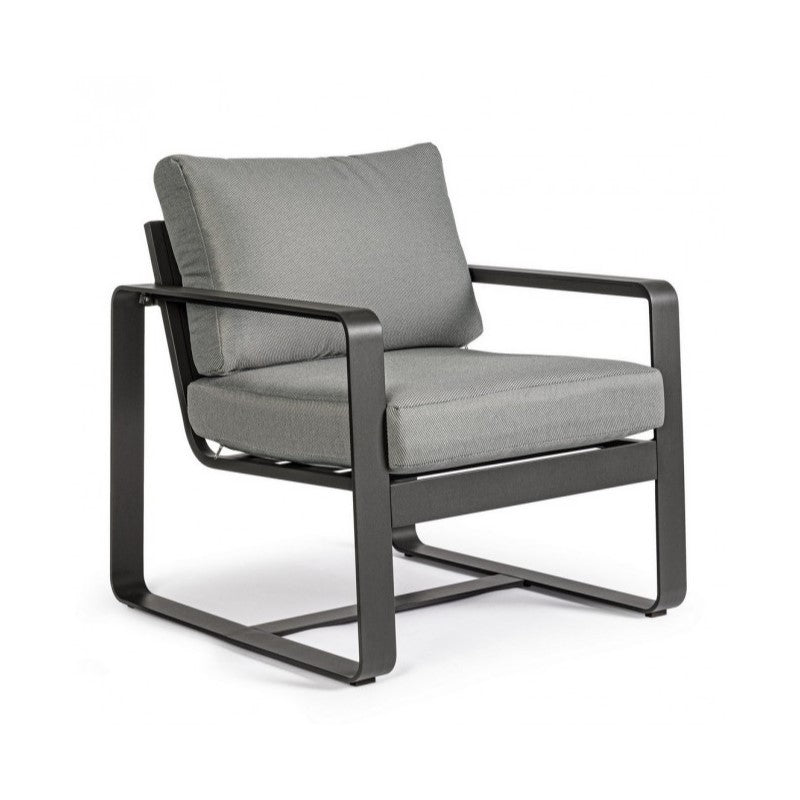 Fauteuil de jardin en aluminium anthracite MERRIGAN YK13 74x78x h84 cm