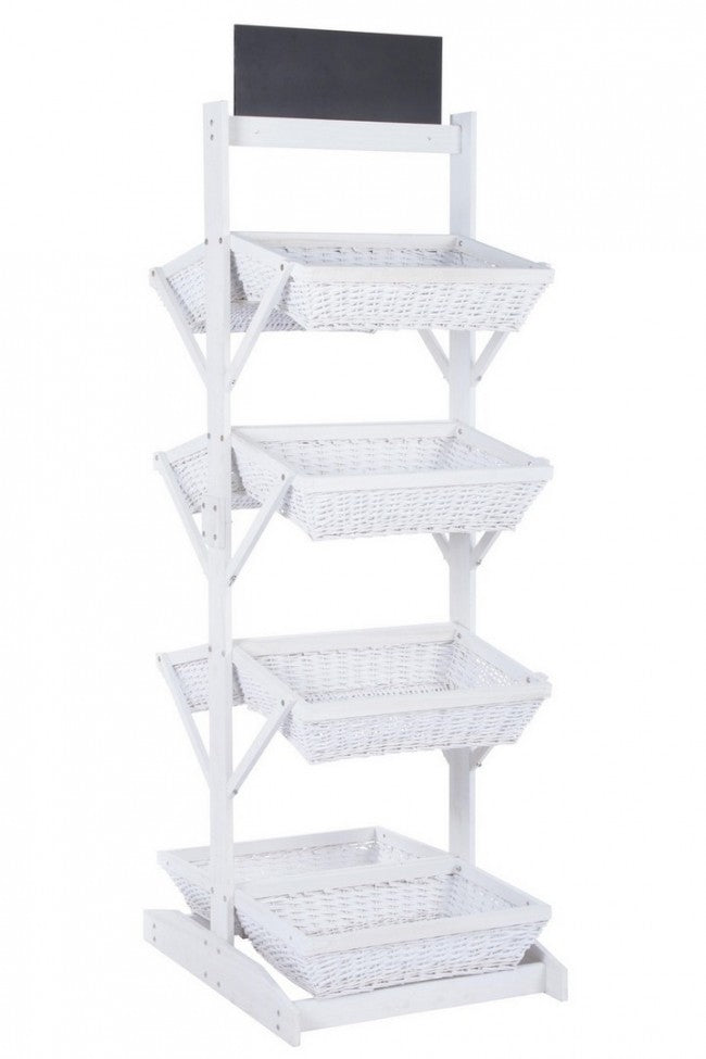 Présentoir rustique Darik 8 paniers en osier blanc