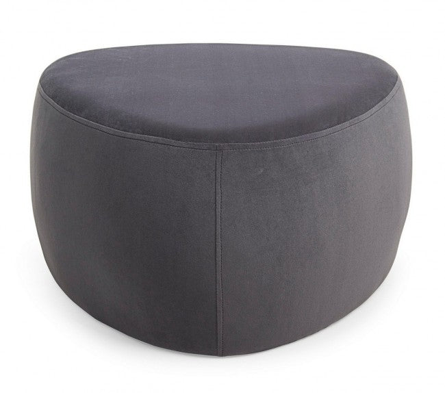 Pouf Stone effet velours gris foncé
