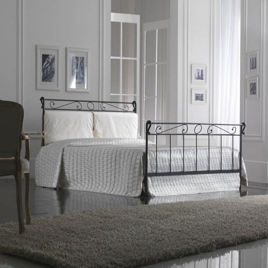 Lit en fer pour une personne et demie avec pied de lit Noir LEONARDO 130x218x h118 cm