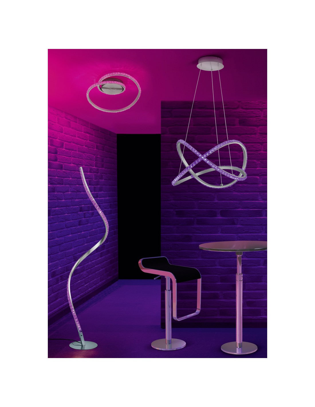 Lampadaire LED Rubin Moderne Dimmable RGB Effet Cristal H116 cm Trio Lighting
