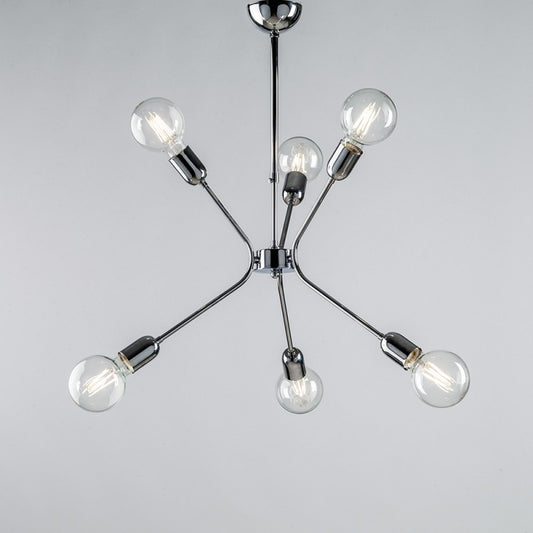 Lustre moderne en fer chromé poli à six lumières 43x h62 cm urban