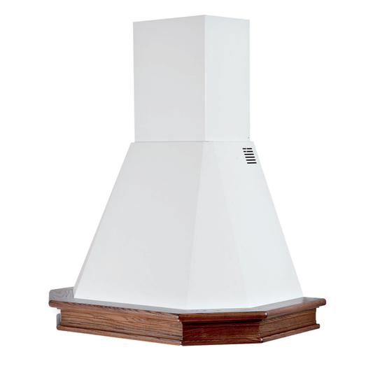 Hotte aspirante RUSTICA 5 LATI en inox blanc et structure en bois couleur tabac 90 cm