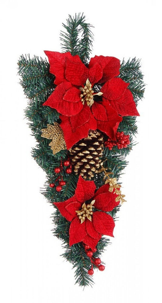 8x Décor. Josie Poinsettia Goutte Rouge