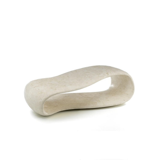 Table basse moderne en pierre beige 123 x 60 xh 34 cm