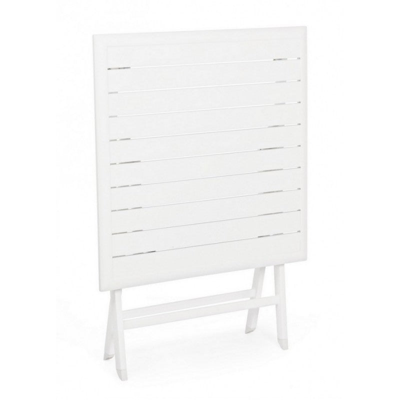 Table d'extérieur pliante en aluminium blanc ELIN 70x70x h71 cm