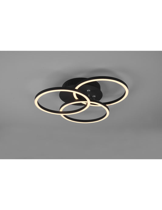 Plafonnier 3 Cercles Ajustables LED Dimmer Circle Noir Trio Lighting