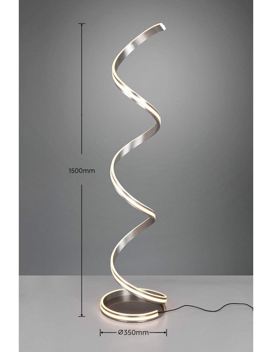 Lampadaire Moderne Yara Spirale Nickel Led Variateur Trio Éclairage