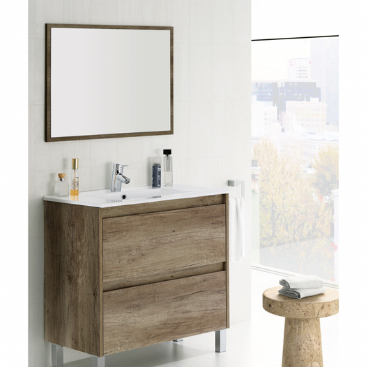 Meuble de salle de bain Dakota 2 tiroirs Cm. 80 x 45 x 80 Chêne