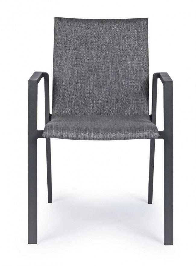 Chaise de jardin anthracite avec accoudoirs Bizzotto