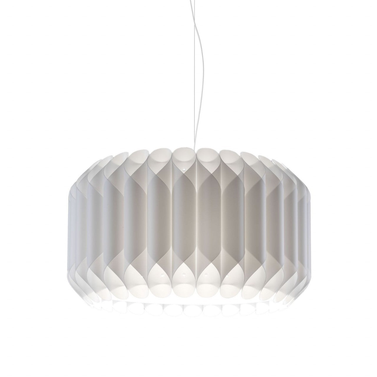 Suspension blanche en métal chromé Cm. 50 x 31h