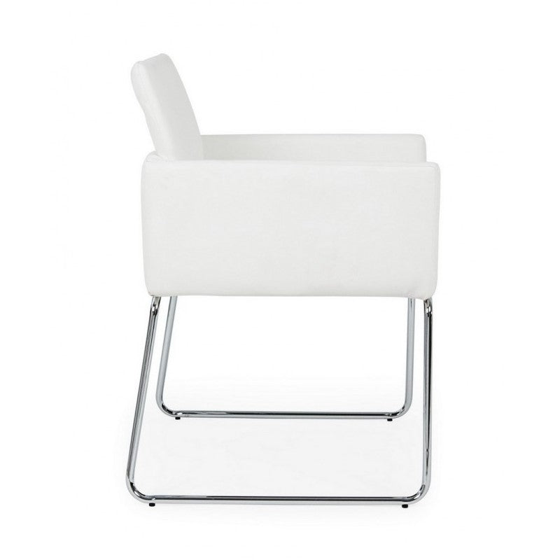 Chaise avec accoudoirs en simili cuir Blanc SIXTY 60x54x h80,5 cm
