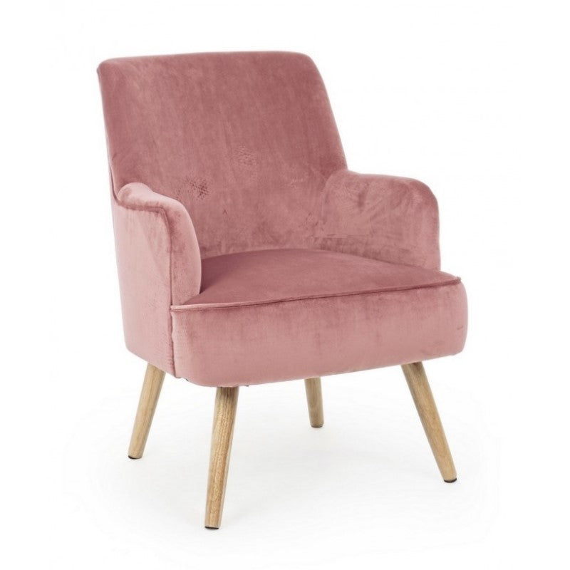 Fauteuil de salon vintage en velours Rose Antique ADELINE 60x67x h79 cm