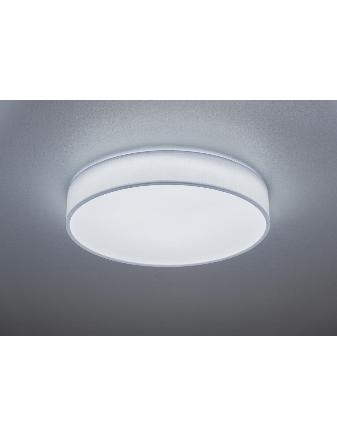 Plafonnier Led Variateur Changement de Couleur Lugano Tissu Blanc Ø60 cm Trio Lighting
