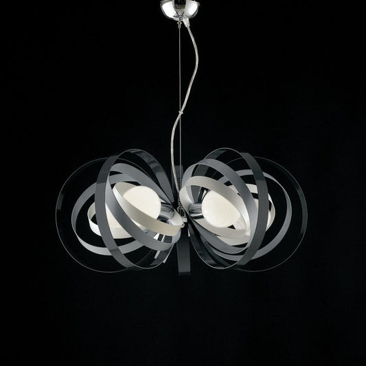 Lustre en fer blanc gris à cinq lumières, finition Chrome, 62x h30 cm