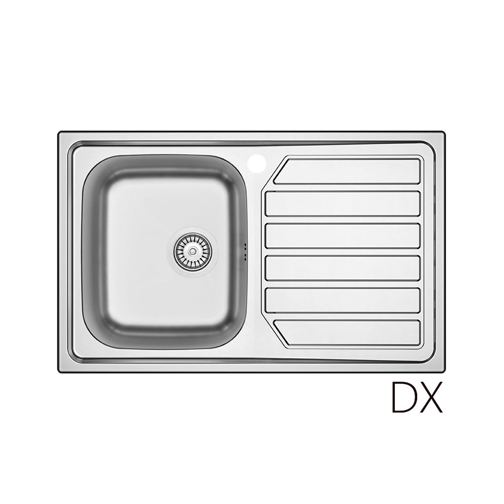 Évier encastrable en acier inoxydable mod. LS04 80x50 cm avec égouttoir à gauche