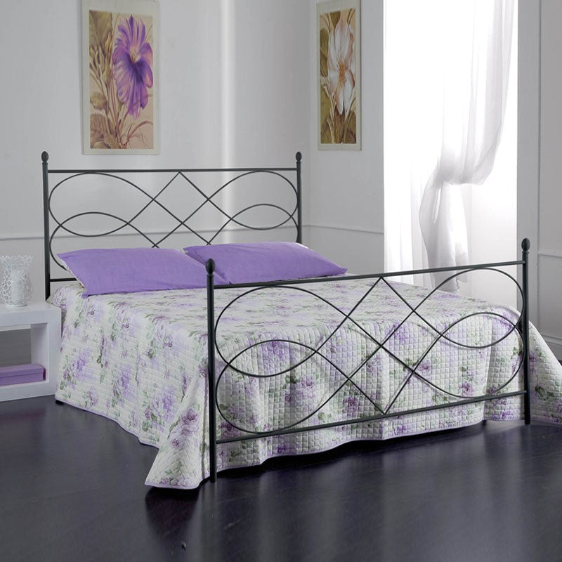 Lit double en fer SOSPIRO avec pied de lit Noir 166x208x h128 cm