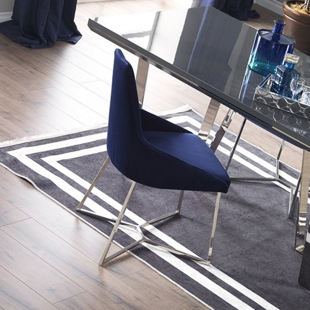 Chaise Enzio en tissu bleu parlement