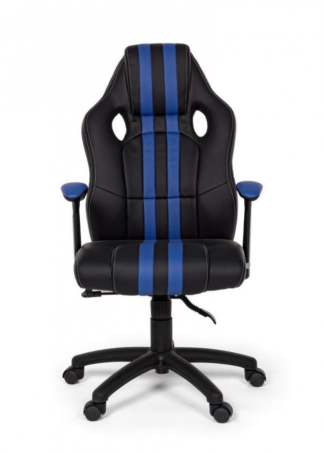 Fauteuil de bureau Spider avec accoudoirs en simili cuir bleu