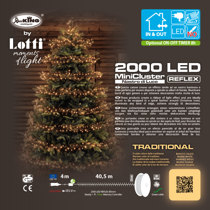 MiniCluster ø6cm 2000 LED TRADITIONNEL 40,5m en Bobine
