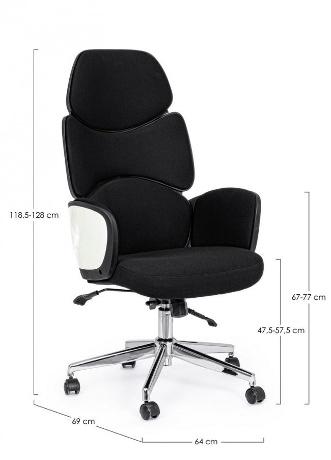 Fauteuil de bureau rembourré noir-blanc Armstrong