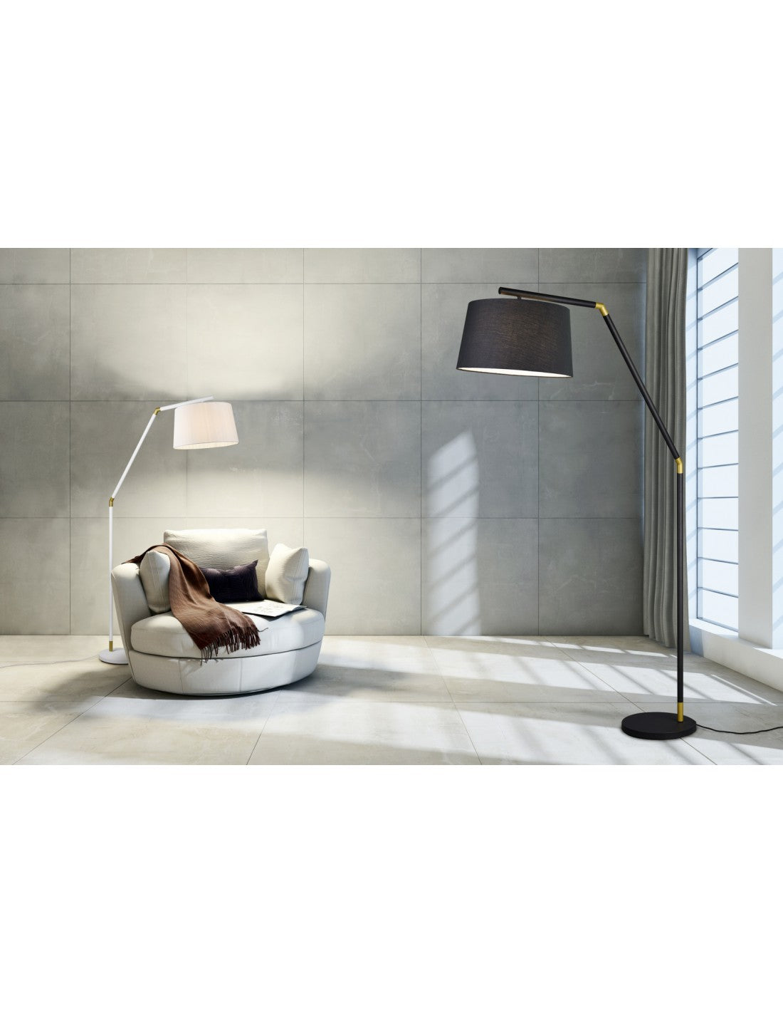 Lampadaire Tracy 1xE27 Abat-jour Noir Tissu Noir H175 cm Trio Lighting