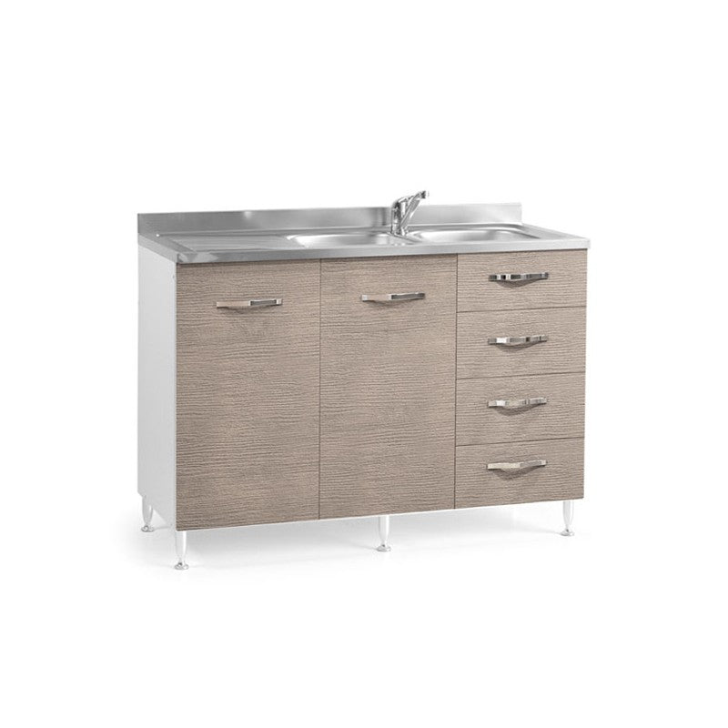 Sous évier pour cuisine orme 2 portes avec tiroirs à droite 120x50xH 85 cm